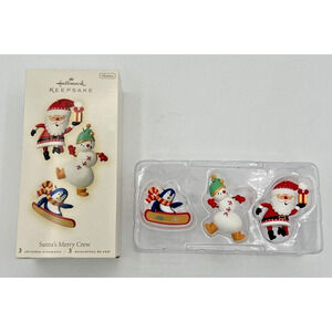 2008 Hallmark Keepsake Santa's Merry Crew Set of 3 Ornaments QP1141‎